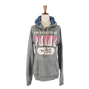Victoria's Secret Pink Graphic Hoodie Gray - Size Small